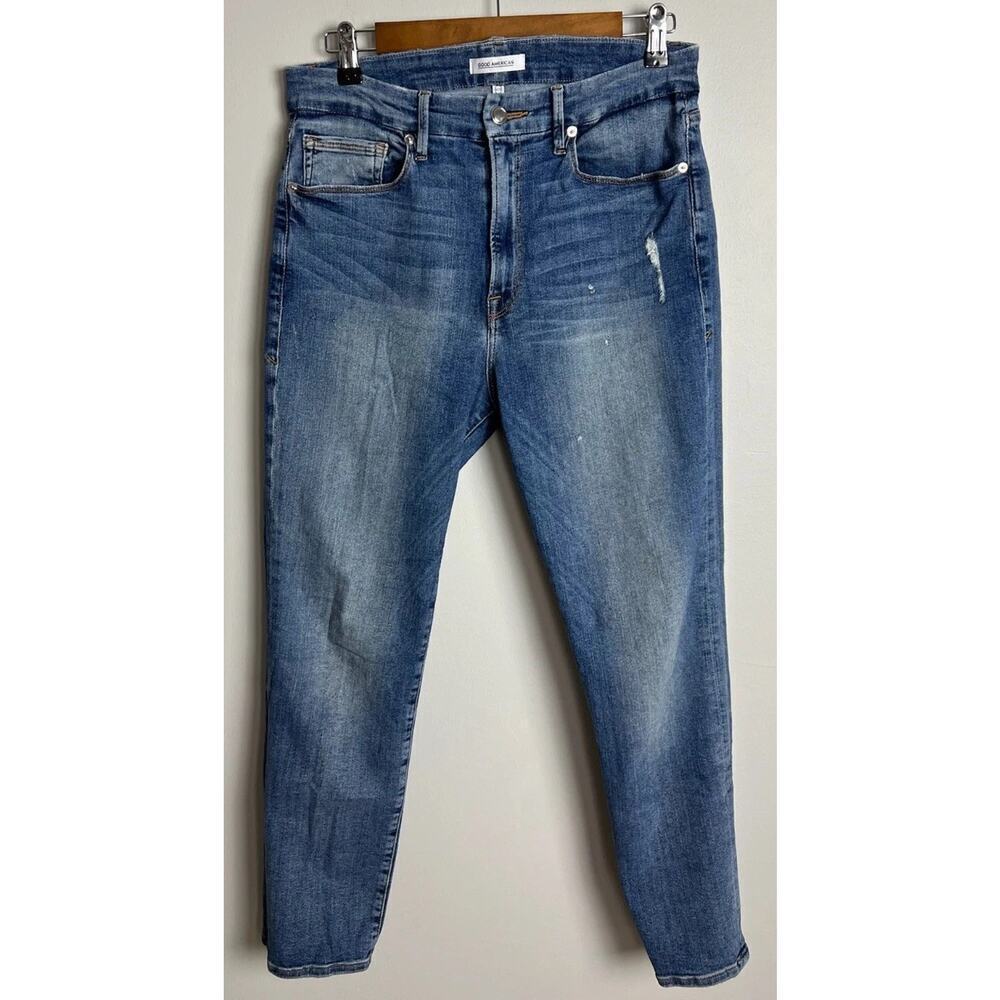 Good American Good Cuts Distressed Blue Jeans Size 10/30 Stretch Blue012 Women’s